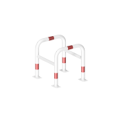 Anti-nudge hoop | for trees and posts | hot-dip galvanized and white coatedwith red reflecting stripes | width: 800 mm, depth: 800 mm, height above ground: 800 mm | for casting in concrete